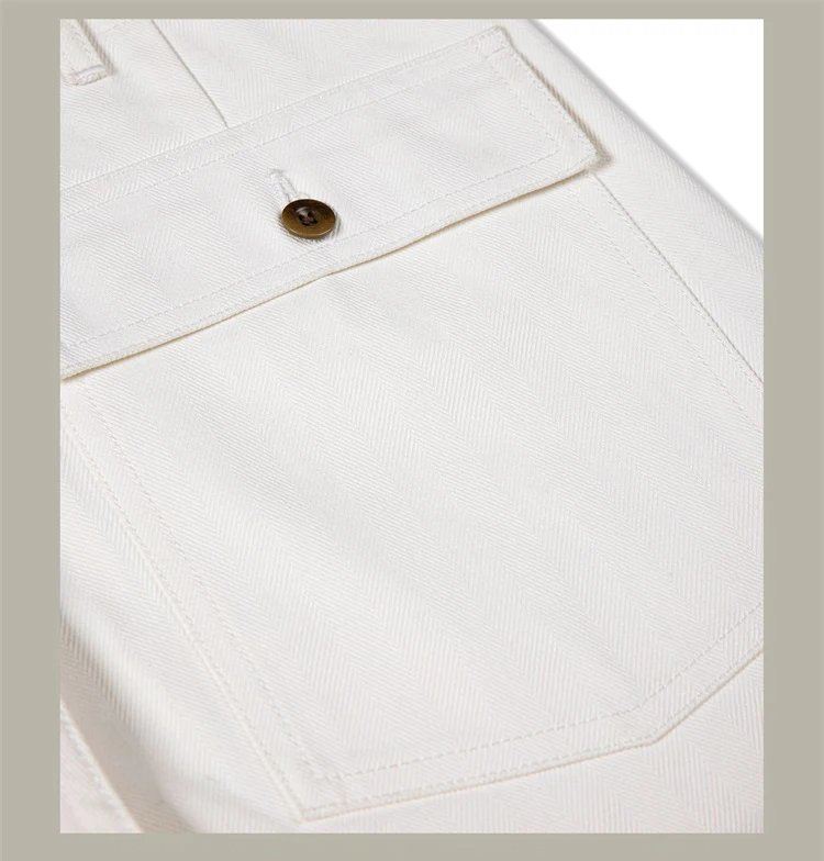 Red Tornado Herringbone Work Pants in White Straight Leg Vintage Deck Trousers