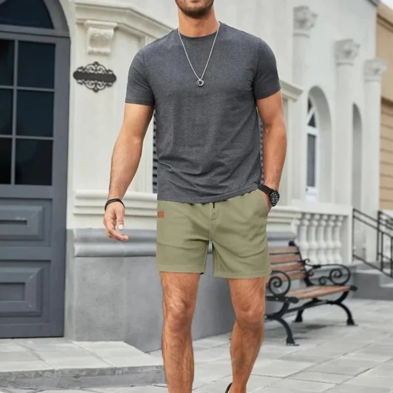 2024 Summer New Solid Color outdoors sport Shorts Men Comfortable breathable loose Fitness training short pants Men's sweatpants