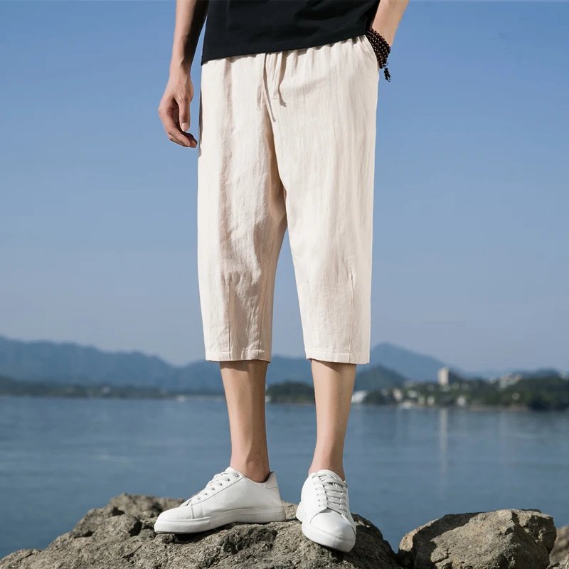 Trend Men's Shorts Summer Solid Color Sports Casual Fashion Outdoor Daily Beach Cropped Pants