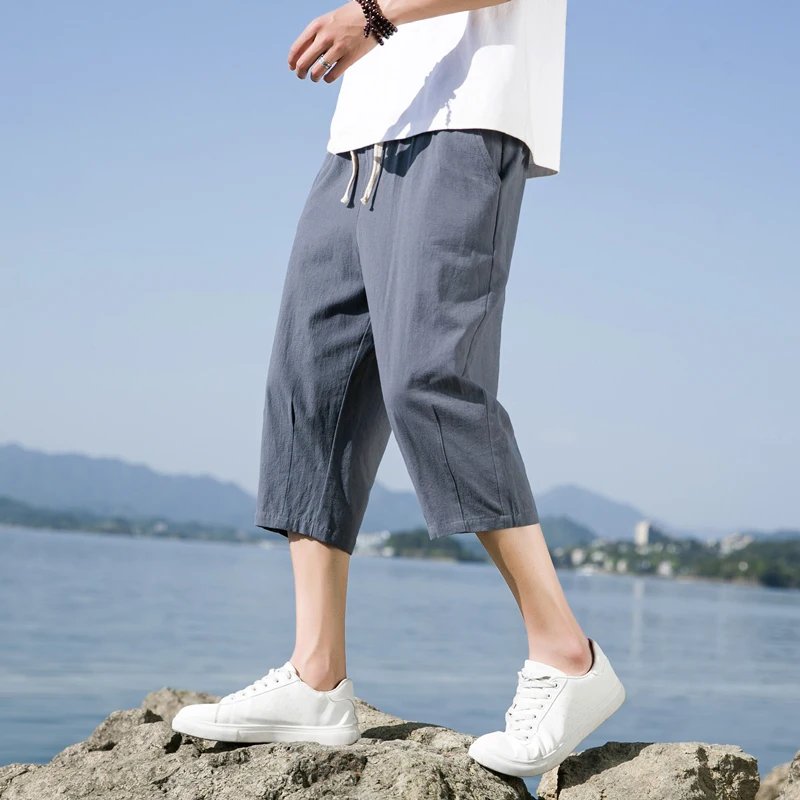 Trend Men's Shorts Summer Solid Color Sports Casual Fashion Outdoor Daily Beach Cropped Pants