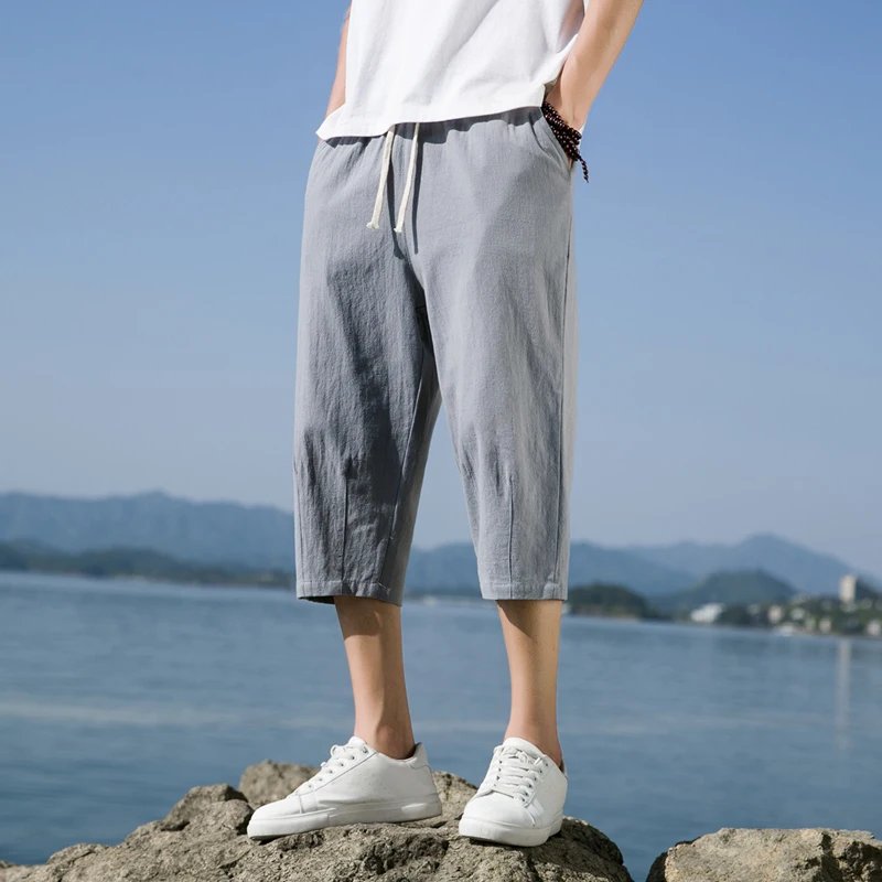 Trend Men's Shorts Summer Solid Color Sports Casual Fashion Outdoor Daily Beach Cropped Pants