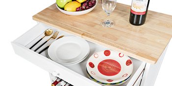 Giantex Kitchen Island Cart, Rolling Kitchen Trolley Cart, Wood Storage Cabinet with Large Drawer, 9 Wine Bottles Rack, Modern