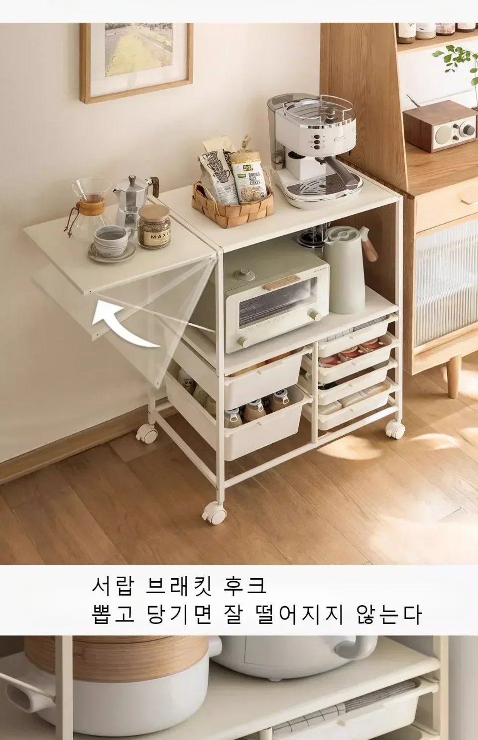 Microwave Storage Cart Multi Layer Kitchen Handcart Side Cabinets With wheels Extension Design Kitchen Side Cabinets Handcart