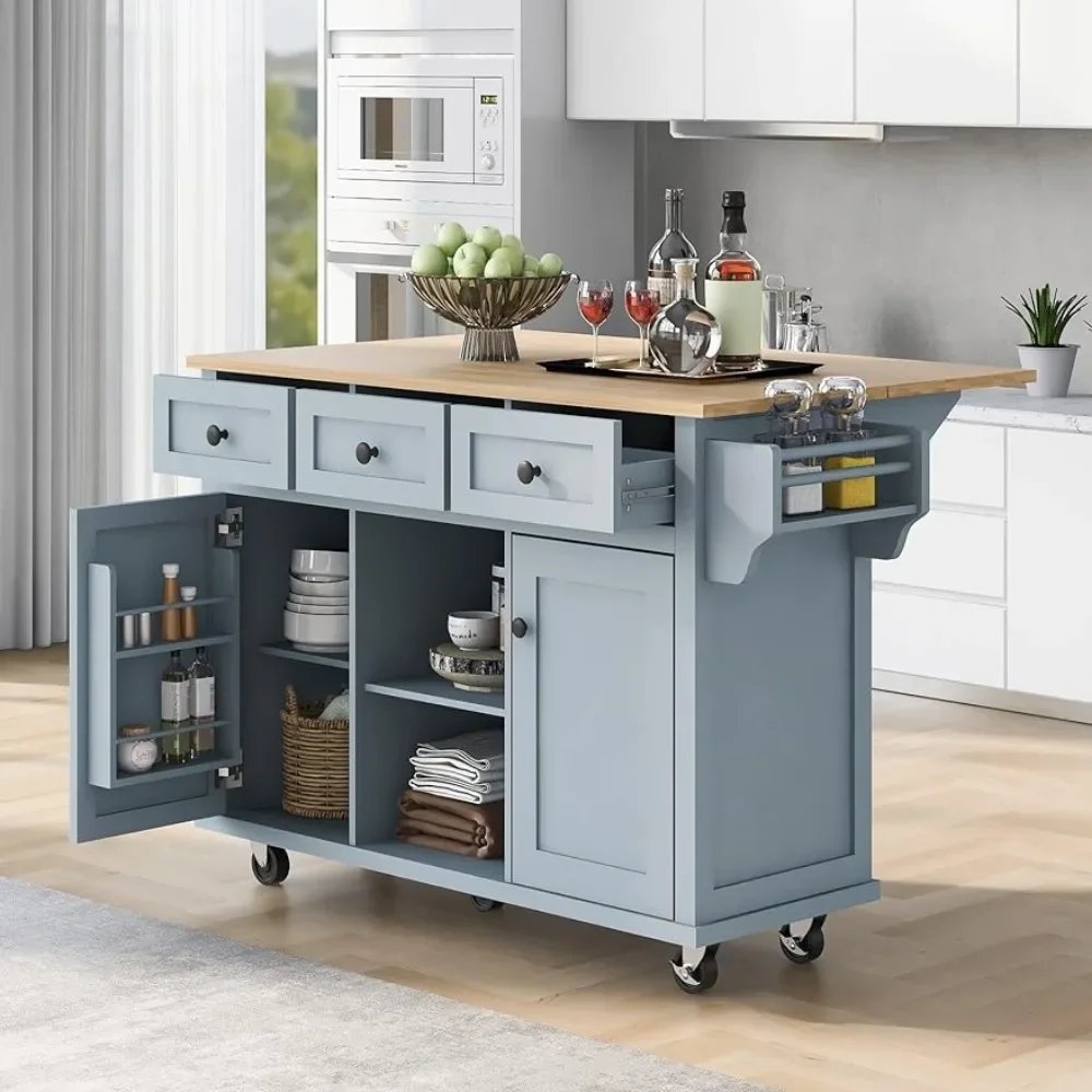 Kitchen Carts on Wheels With Rubber Wood Drop-Leaf Countertop Trolley Mobile Kitchen Islands With Storage BlueFreight Free Home Kitchen Carts on Wheels With Rubber Wood Drop-Leaf Countertop Trolley Mobile Kitchen Islands With Storage BlueFreight Free Home