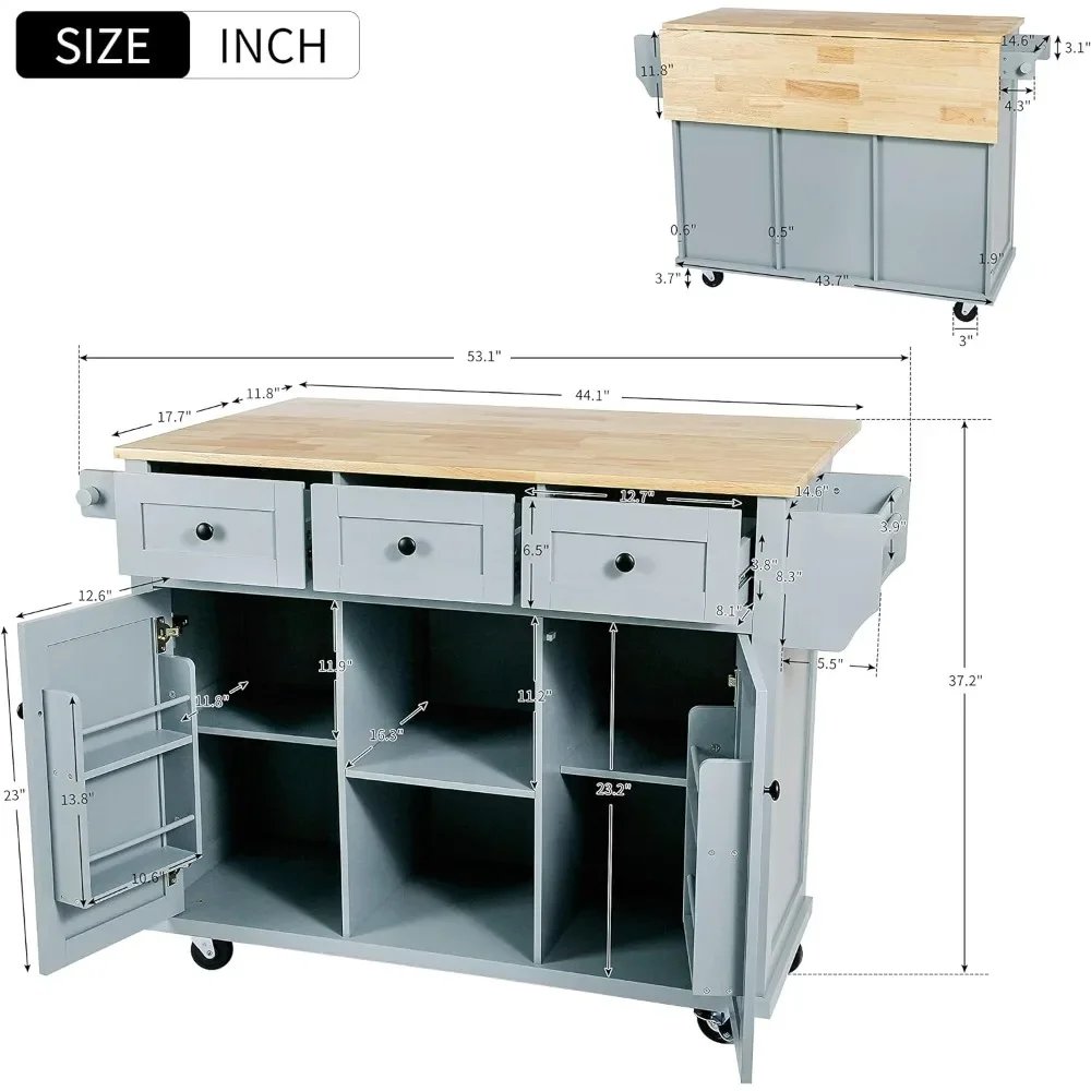 Kitchen Carts on Wheels With Rubber Wood Drop-Leaf Countertop Trolley Mobile Kitchen Islands With Storage BlueFreight Free Home Kitchen Carts on Wheels With Rubber Wood Drop-Leaf Countertop Trolley Mobile Kitchen Islands With Storage BlueFreight Free Home