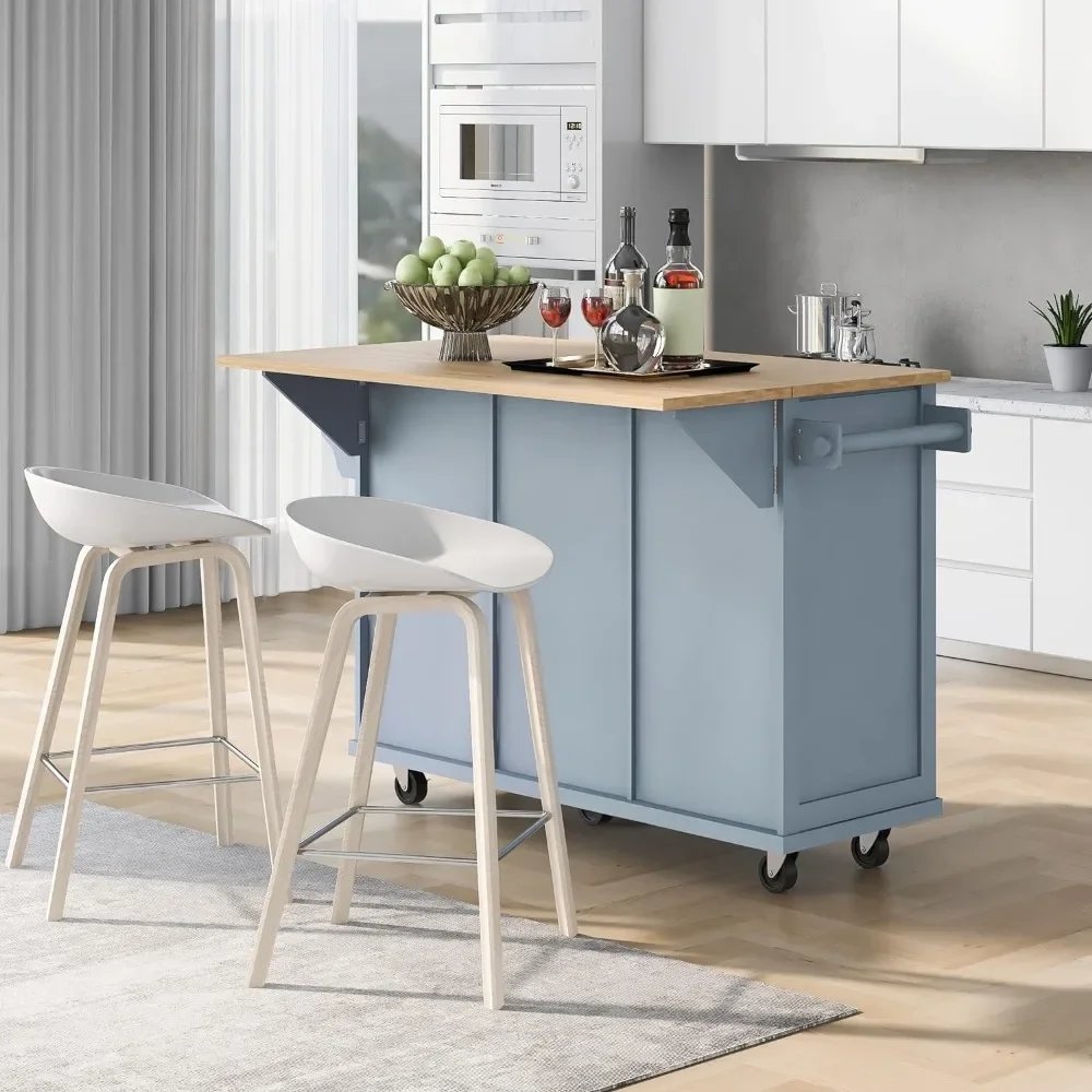 Kitchen Carts on Wheels With Rubber Wood Drop-Leaf Countertop Trolley Mobile Kitchen Islands With Storage BlueFreight Free Home Kitchen Carts on Wheels With Rubber Wood Drop-Leaf Countertop Trolley Mobile Kitchen Islands With Storage BlueFreight Free Home