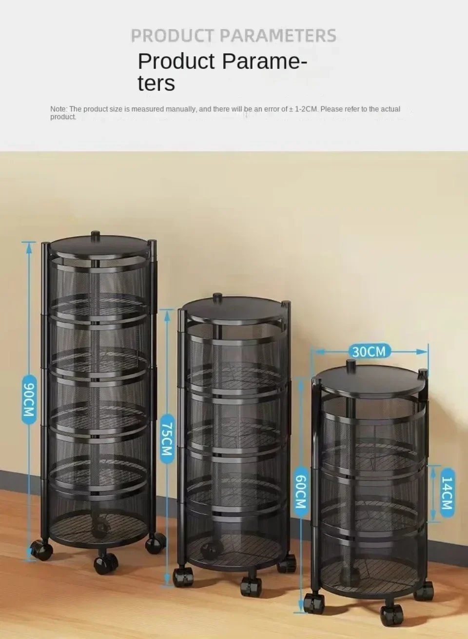 Vegetable Basket Storage Rack Multi-Layer Fruit Basket Round Movable Rotating Shelf Multi-functional Rotating Kitchen Trolley Vegetable Basket Storage Rack Multi-Layer Fruit Basket Round Movable Rotating Shelf Multi-functional Rotating Kitchen Trolley