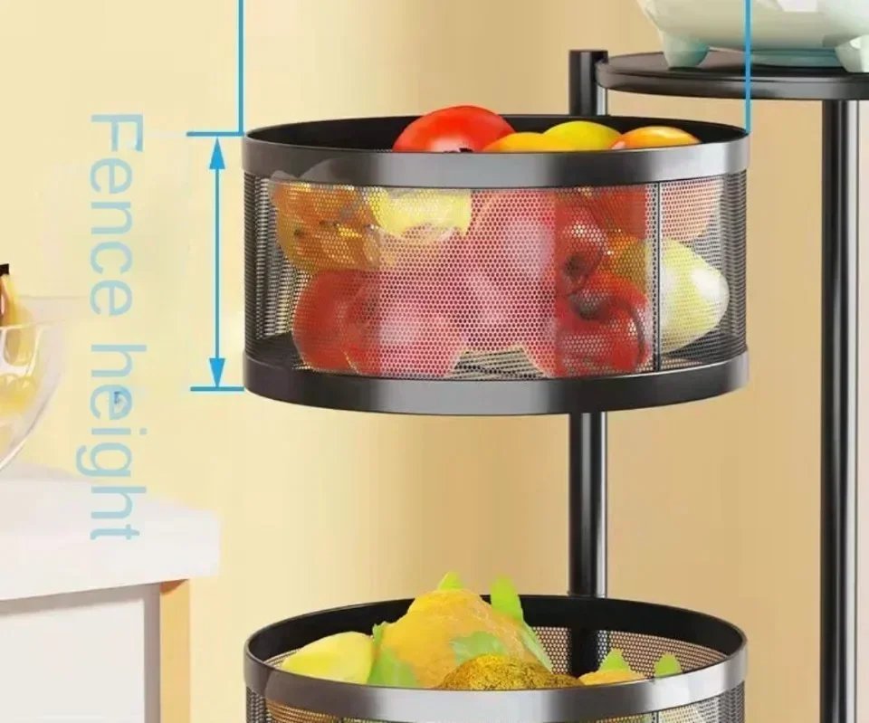 Vegetable Basket Storage Rack Multi-Layer Fruit Basket Round Movable Rotating Shelf Multi-functional Rotating Kitchen Trolley Vegetable Basket Storage Rack Multi-Layer Fruit Basket Round Movable Rotating Shelf Multi-functional Rotating Kitchen Trolley