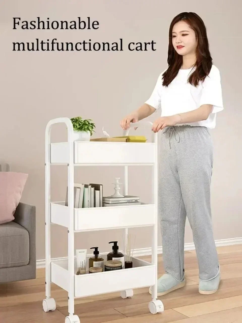 Mobile Storage Rack Trolley Organizer Household Kitchen Multifunctional Cart With Wheels Home Accessories Multi Storey Bookshelf