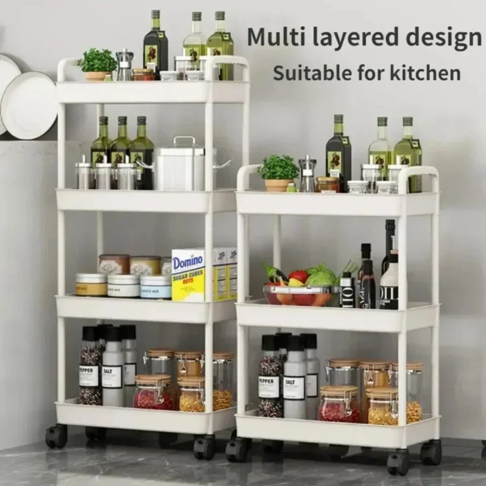 Mobile Storage Rack Trolley Organizer Household Kitchen Multifunctional Cart With Wheels Home Accessories Multi Storey Bookshelf