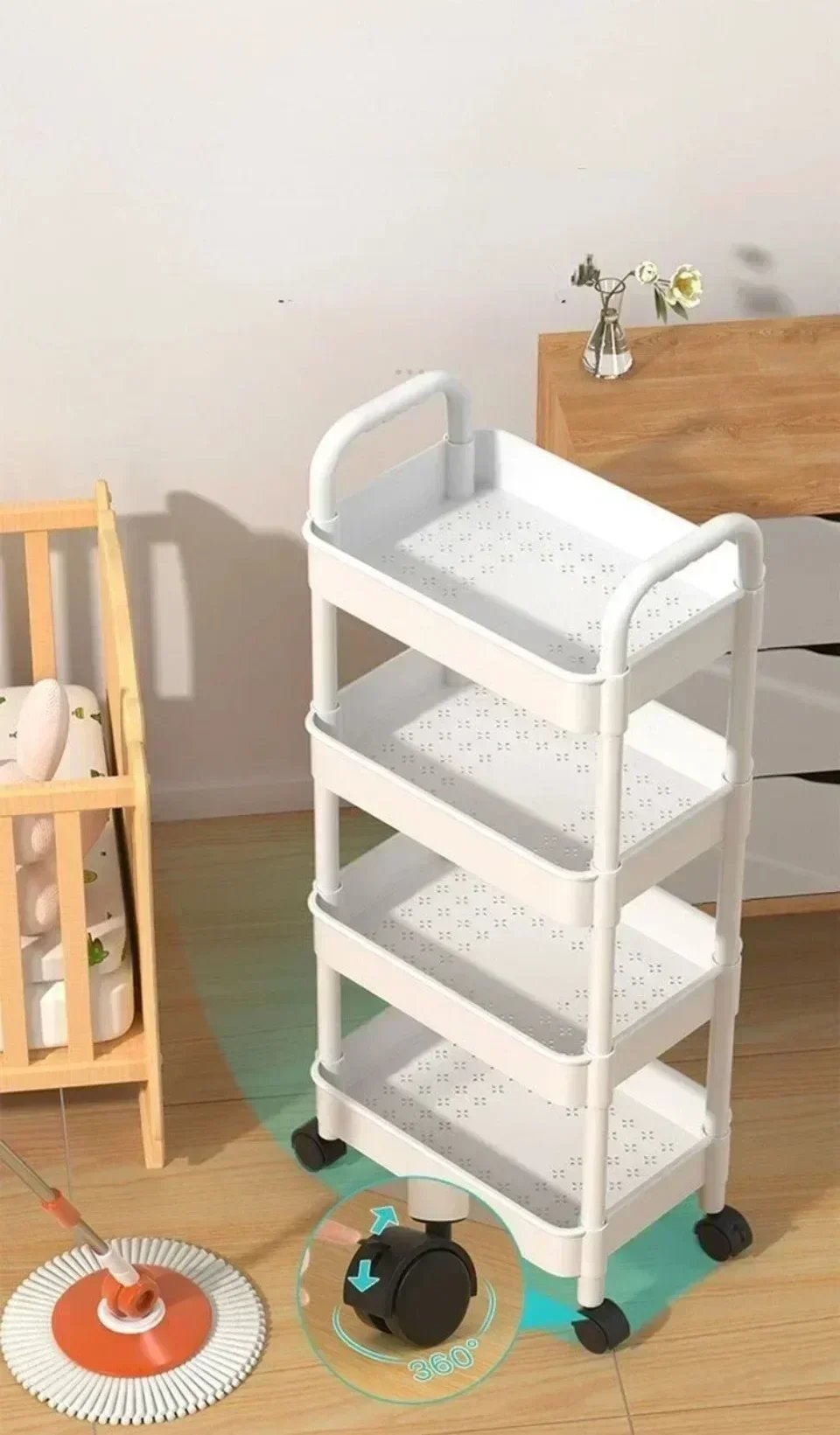 Mobile Storage Rack Trolley Organizer Household Kitchen Multifunctional Cart With Wheels Home Accessories Multi Storey Bookshelf