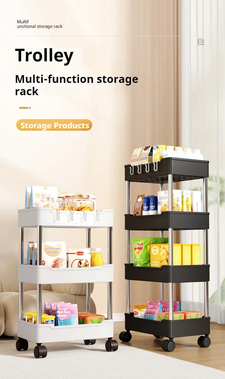 Bookshelf Mobile Rolling Cart Kitchen and Storage Organizer cart with Wheels Home Accessories kitchen storages Removable Trolley