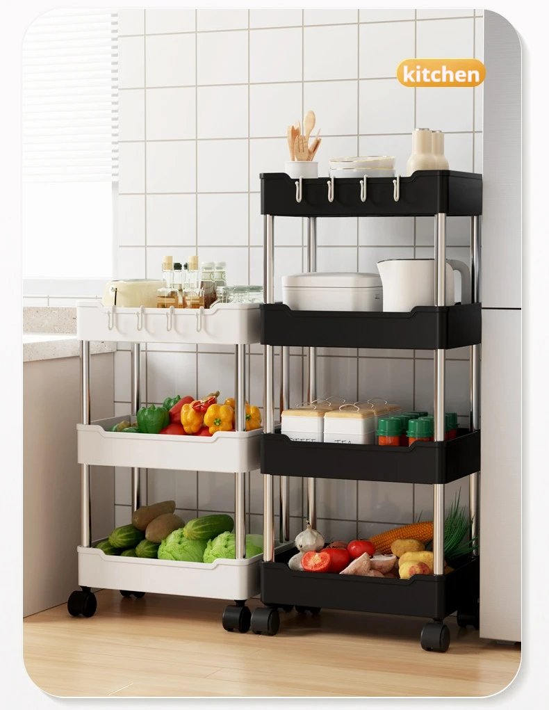 Bookshelf Mobile Rolling Cart Kitchen and Storage Organizer cart with Wheels Home Accessories kitchen storages Removable Trolley