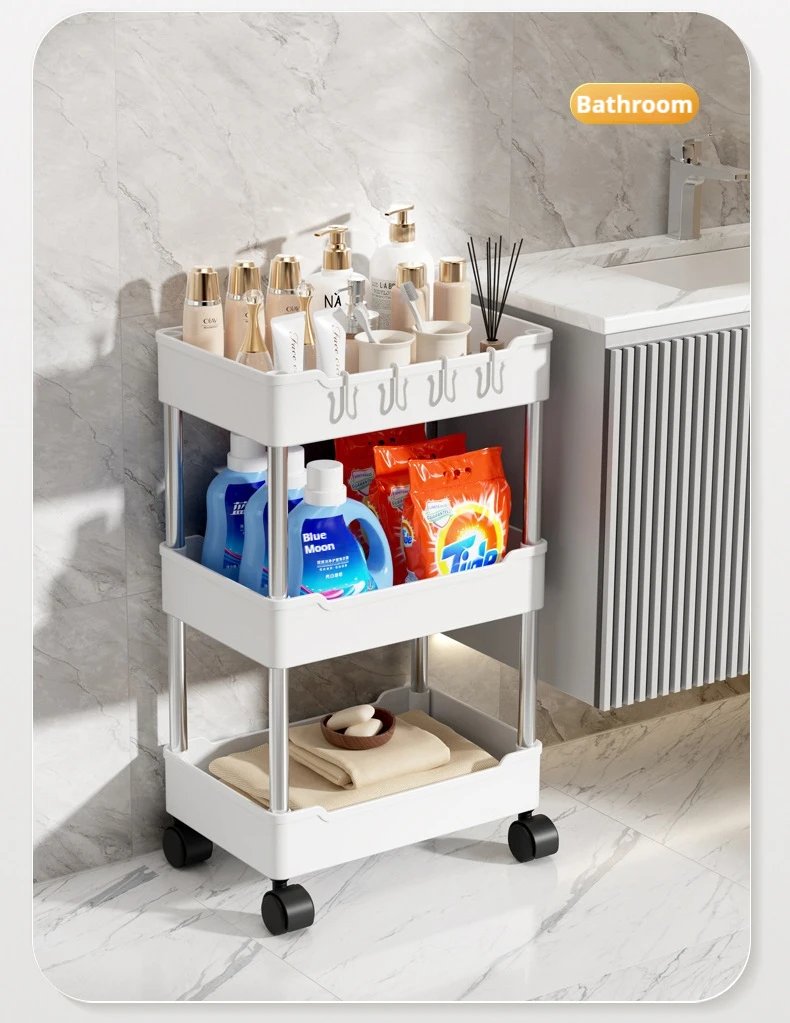 Bookshelf Mobile Rolling Cart Kitchen and Storage Organizer cart with Wheels Home Accessories kitchen storages Removable Trolley