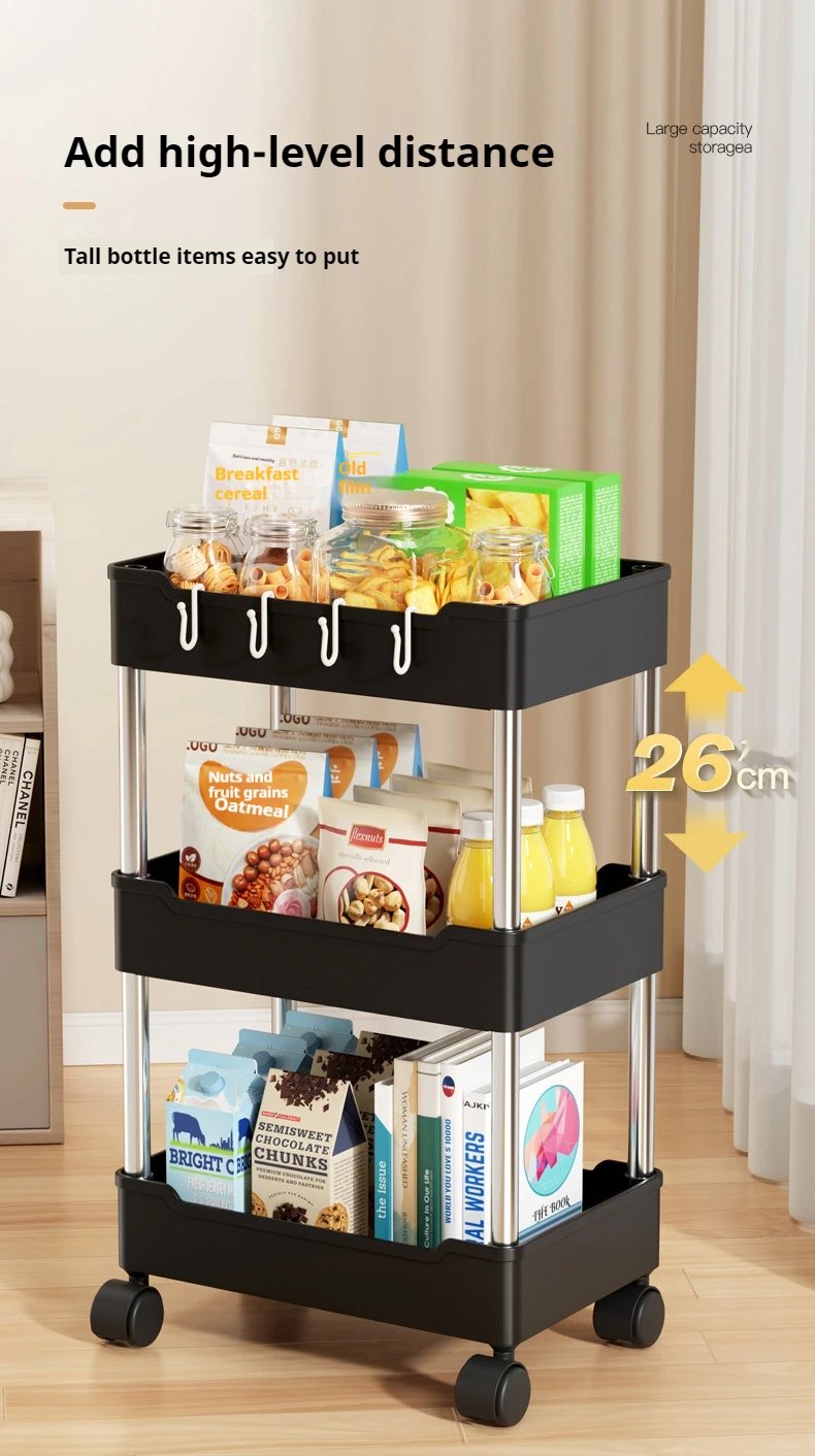 Bookshelf Mobile Rolling Cart Kitchen and Storage Organizer cart with Wheels Home Accessories kitchen storages Removable Trolley