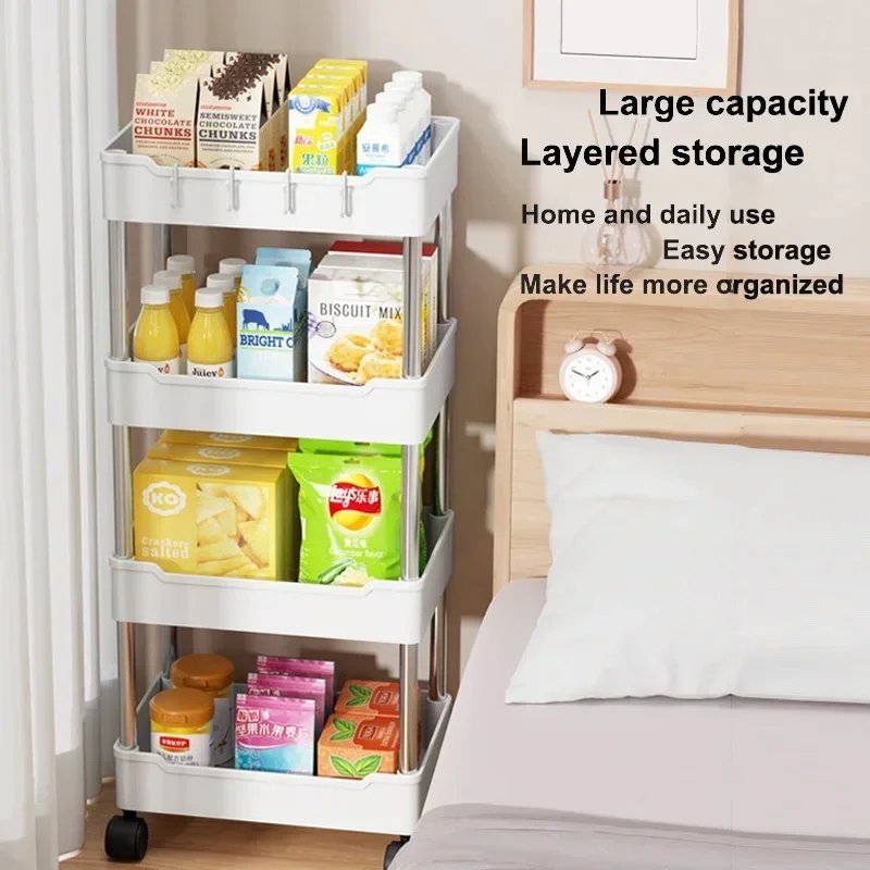 Kitchen Island Organizers Storage Rack Mobile Trolley Organizer Utility Rolling Cart With Wheels Bookshelf for Bedroom Bathroom