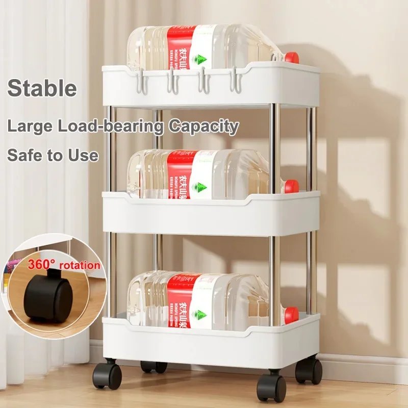 Kitchen Island Organizers Storage Rack Mobile Trolley Organizer Utility Rolling Cart With Wheels Bookshelf for Bedroom Bathroom