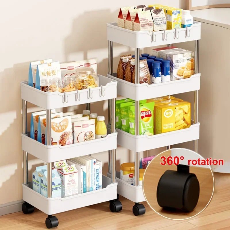 Kitchen Island Organizers Storage Rack Mobile Trolley Organizer Utility Rolling Cart With Wheels Bookshelf for Bedroom Bathroom