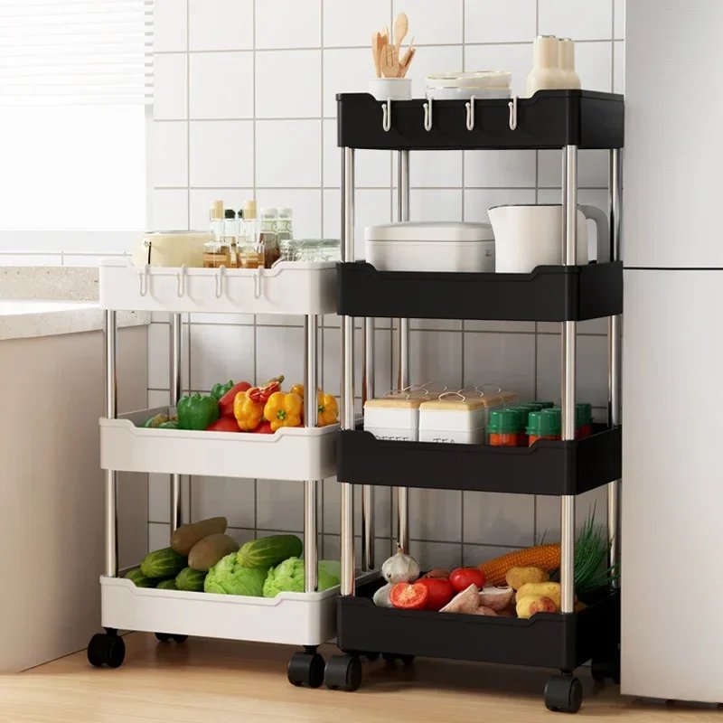 Kitchen Island Organizers Storage Rack Mobile Trolley Organizer Utility Rolling Cart With Wheels Bookshelf for Bedroom Bathroom