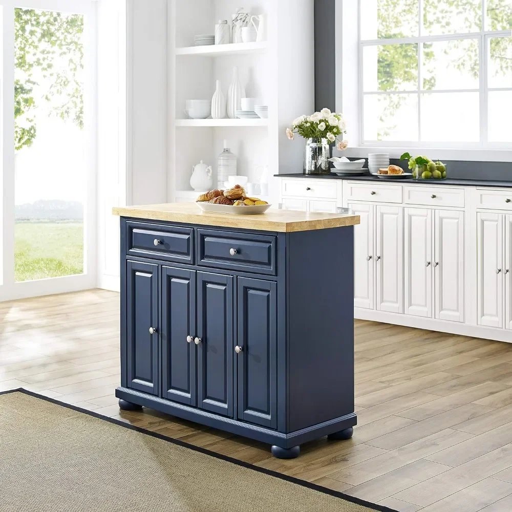 Kitchen Island With Butcher Block Top Trolley NavyFreight Free Auxiliary Cart With Wheels Storage Furniture Home