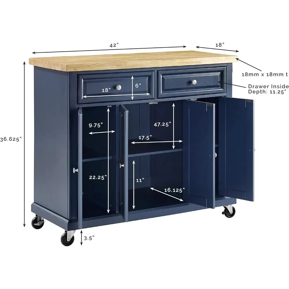 Kitchen Island With Butcher Block Top Trolley NavyFreight Free Auxiliary Cart With Wheels Storage Furniture Home