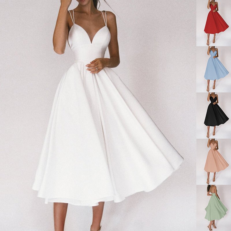 Sexy V-neck Suspender Summer Dress