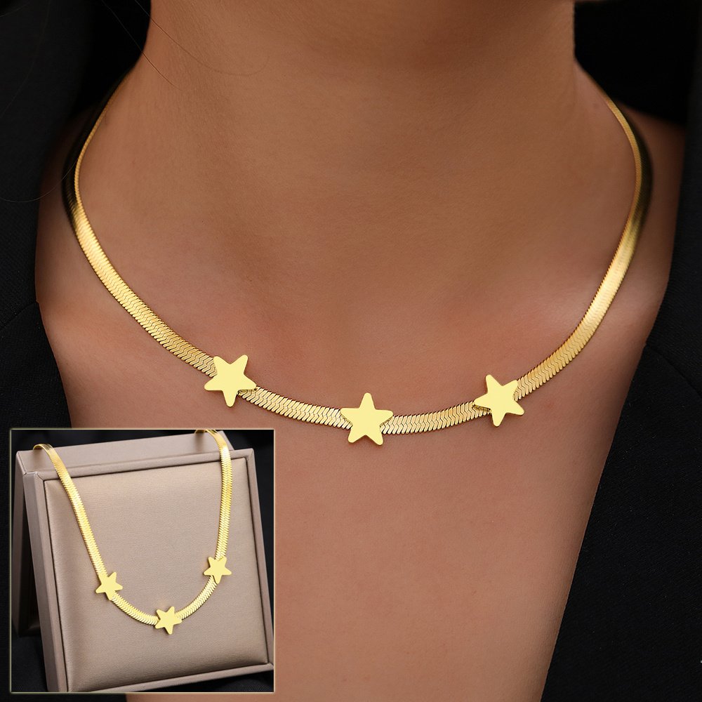 Gothic Blade Snake Chains Stars Necklace