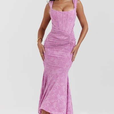 Pink Lace Bodycon Gown - Image 4