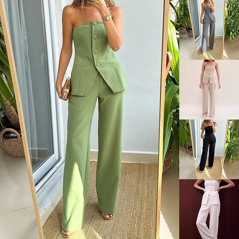 Graceful Sleeveless Top And Straight Pants