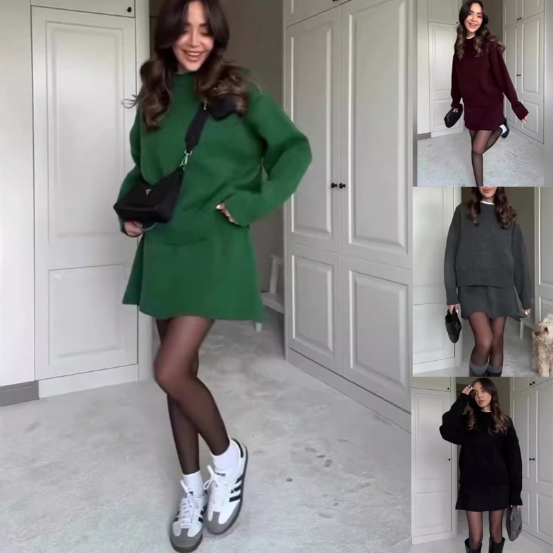 2 Pieces Knit  Versatile Long Sleeve Pullover
