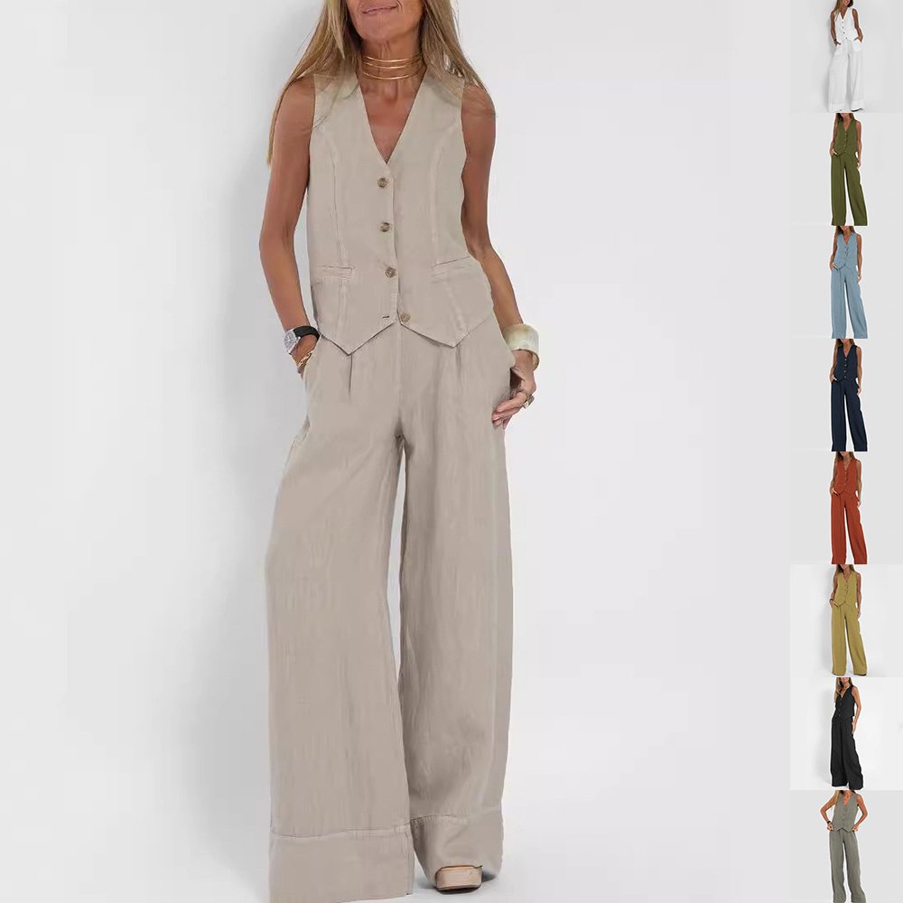 V-neck Summer Loose Vest Suits