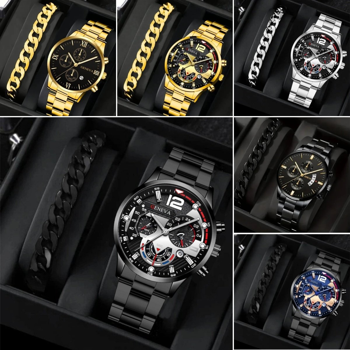 Men's Three Eye Quartz Watch Bracelet