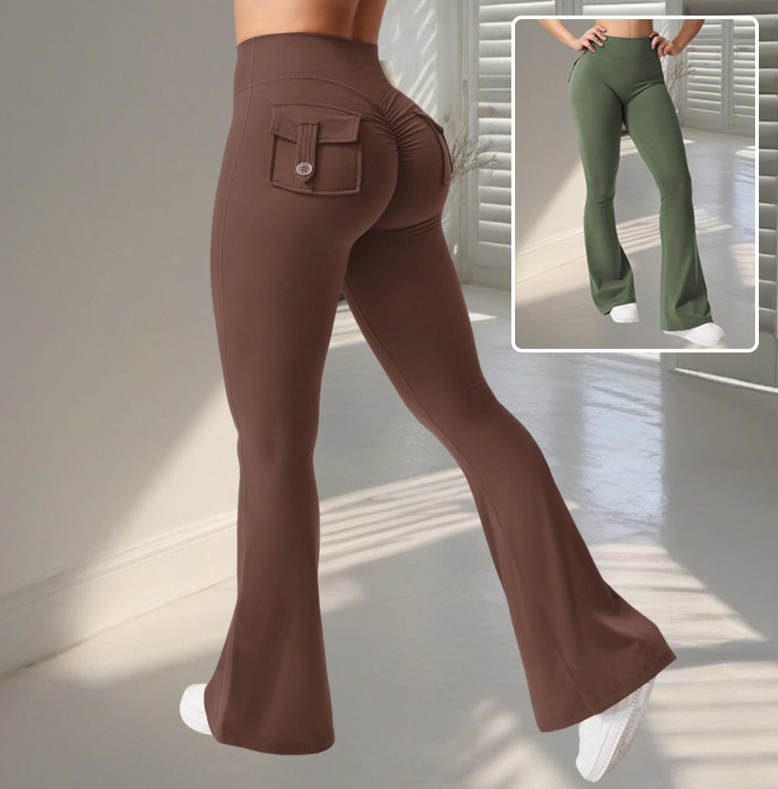 Slim Pockets High Waist Sports Trousers
