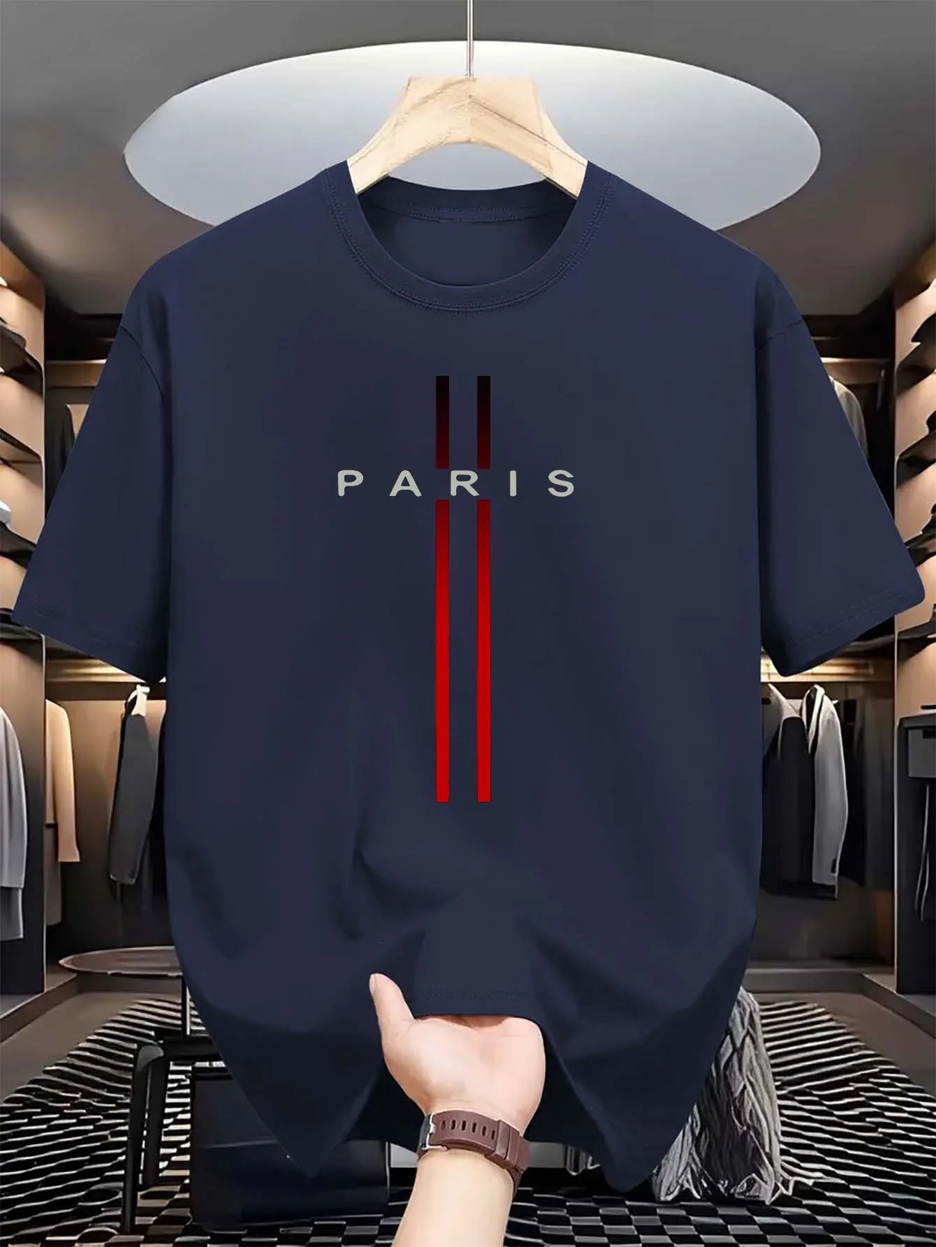 Men's  round neck short sleeved T-shirt