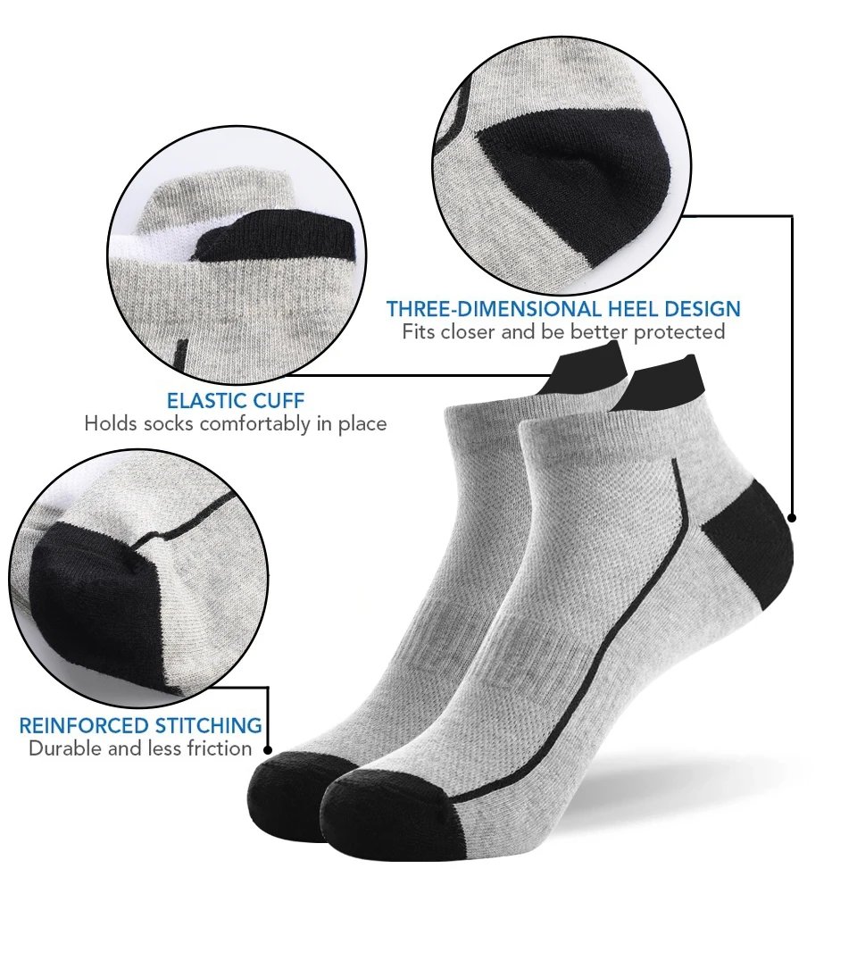 5 Pairs organic cotton men socks thin knit mesh ankle socks summer fitness breathable quick dry short sock for cycling Plus size