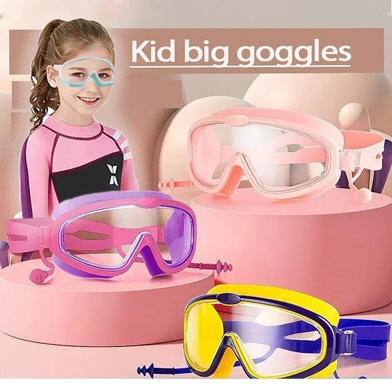 Kids big glass lens swimming goggles