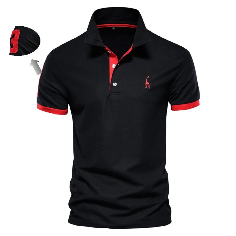 Slim Fit Embroidery Solid Color Mens Polos
