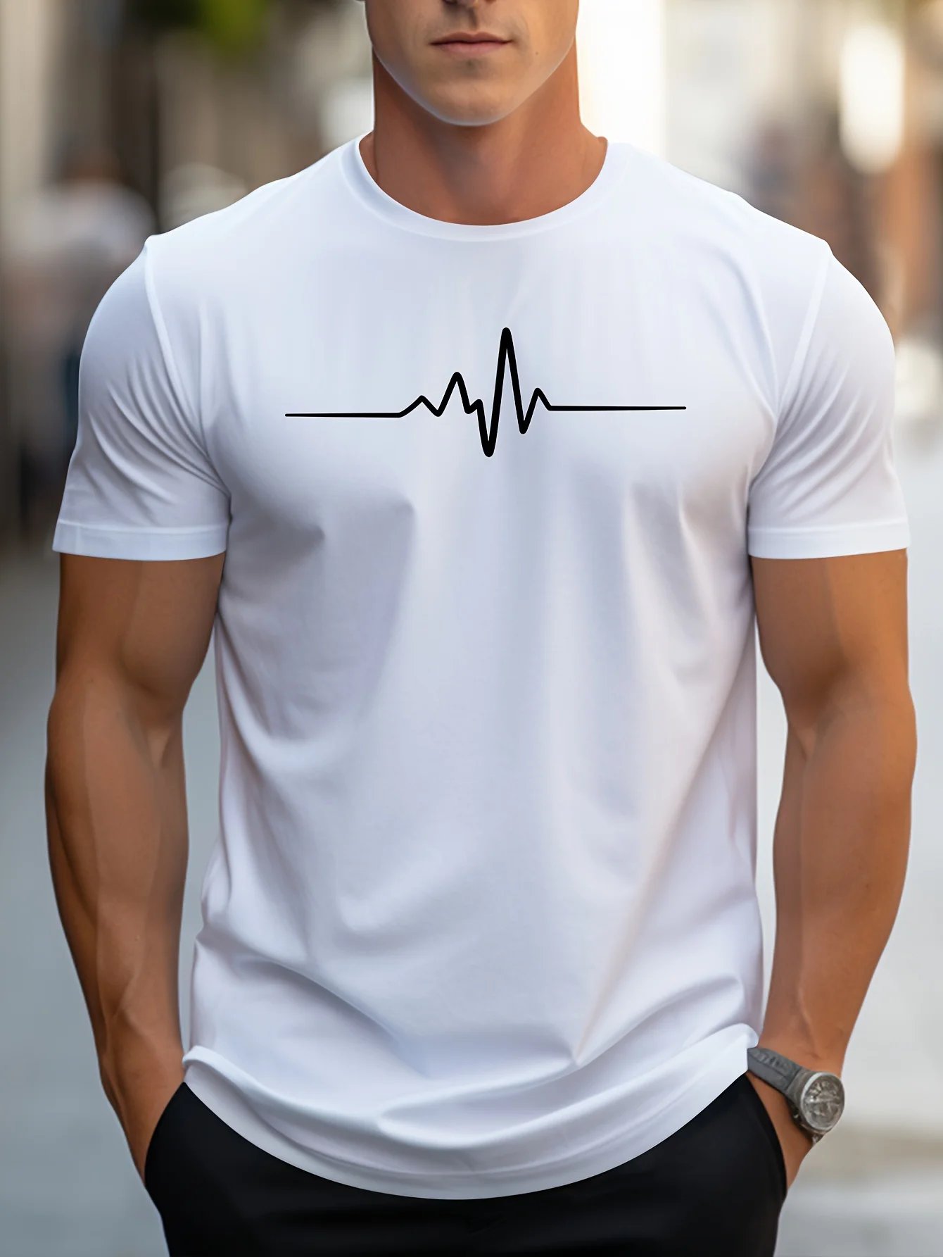 Men's slim fit round neck  T-shirt