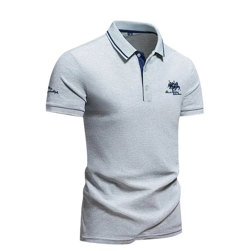 New Mens Embroidered Polo Shirts Summer Short Sleeve T-Shirt Casual Lapel Collar Lightweight T Shirts Men Breathable Tops Homme