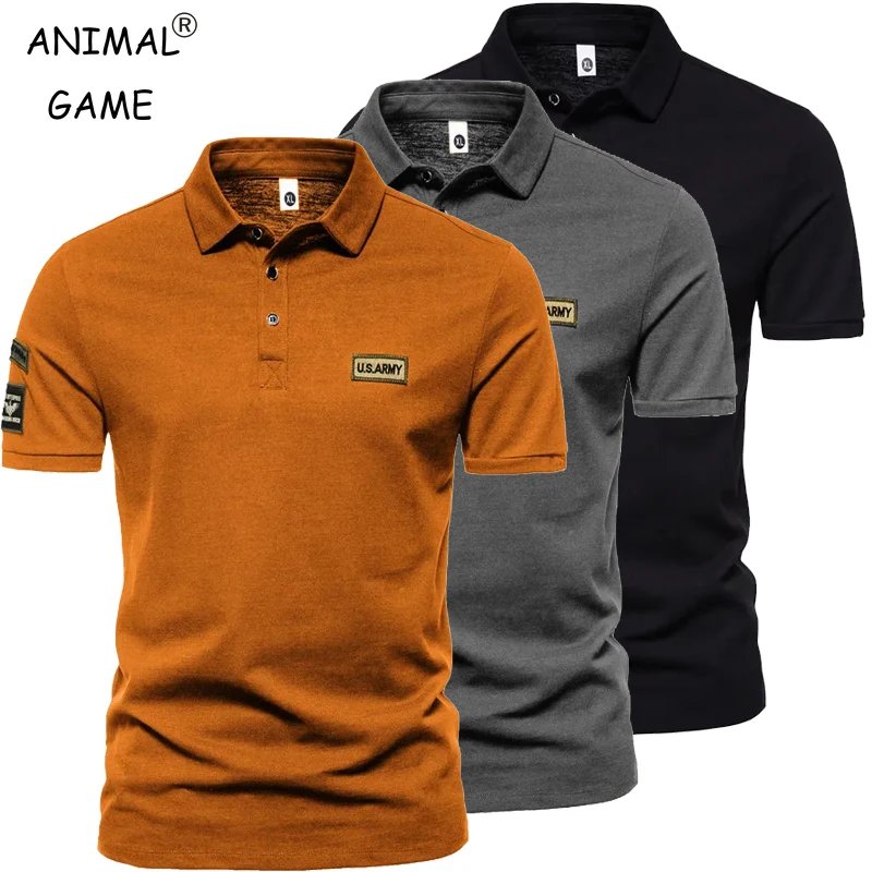 Embroidered  Solid Color  Polo Shirt for Men