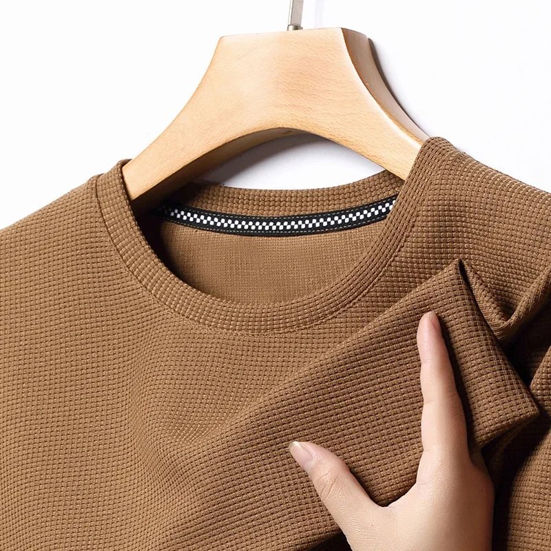 Men's  Waffle Round Neck T-shirt