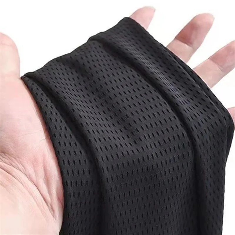 Men's Hollow Out Ice Silk Pants Mesh Breathable Casual Thin Quick Dry Pant Loose Elastic Beam Feet Pants Sports Fitness Trousers