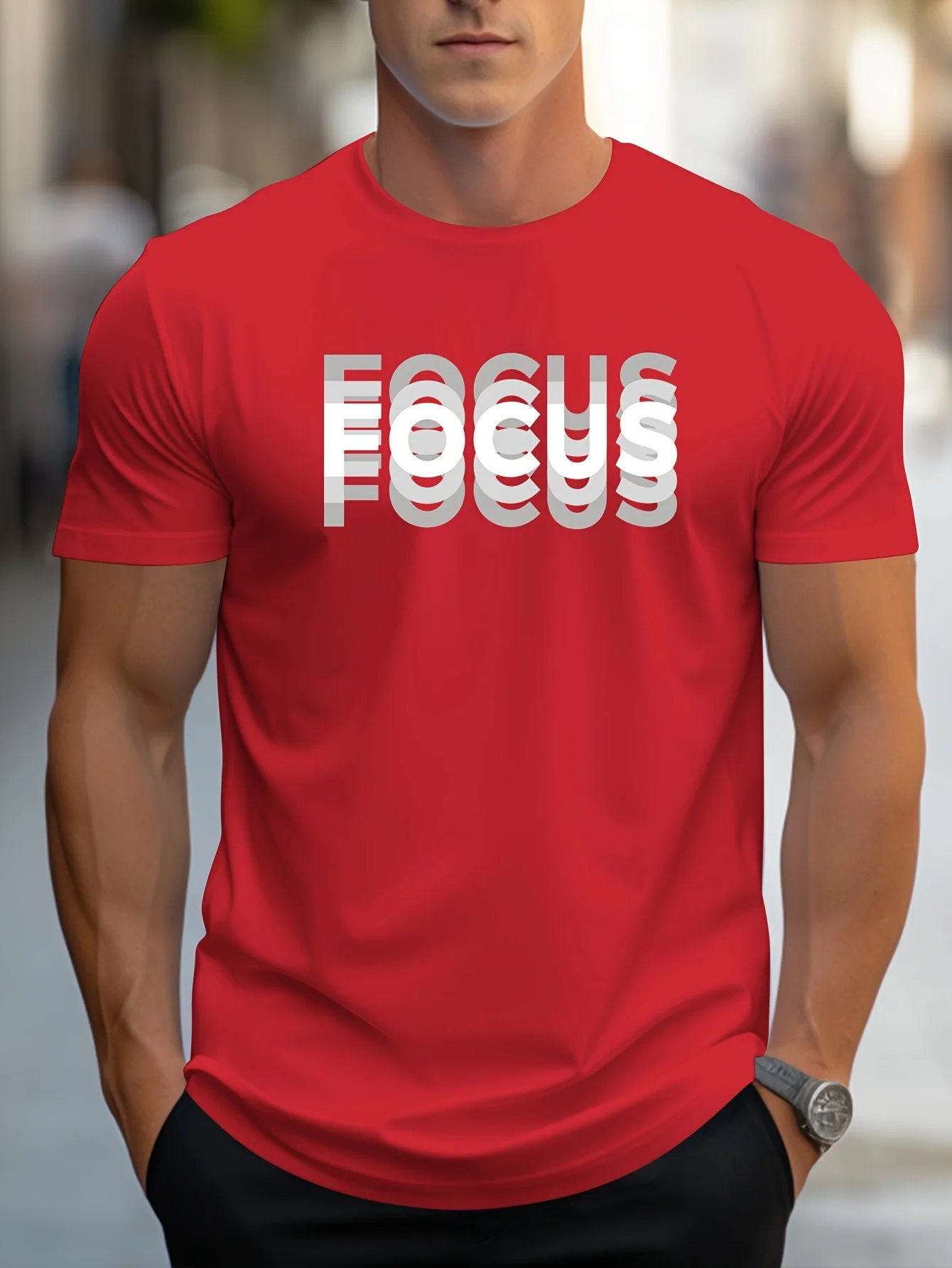 Men's  round neck short sleeved T-shirt