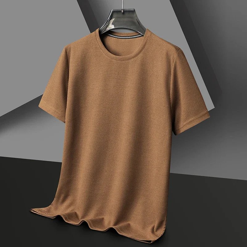 Men's Waffle round Neck Short Sleeve T-Shirt