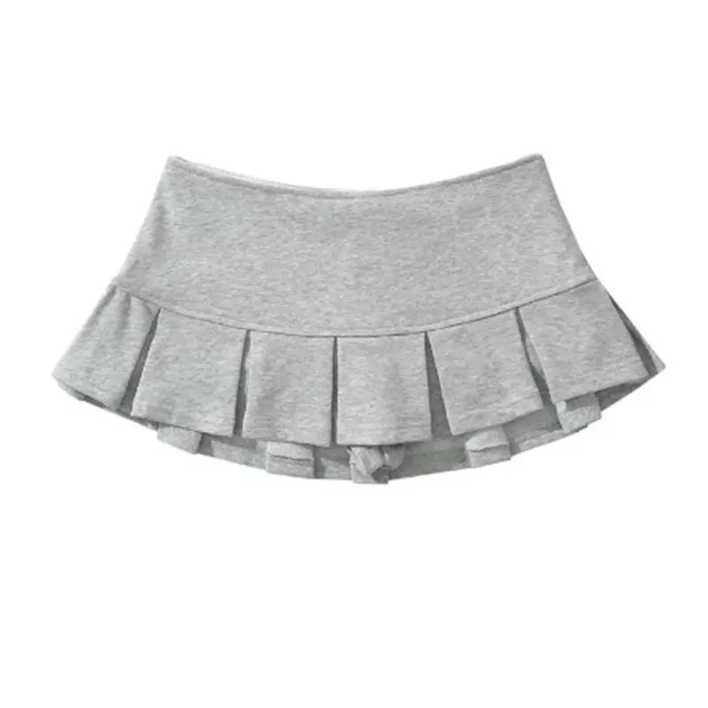 Women's Low Waist Wide Pleated  Mini Skirt