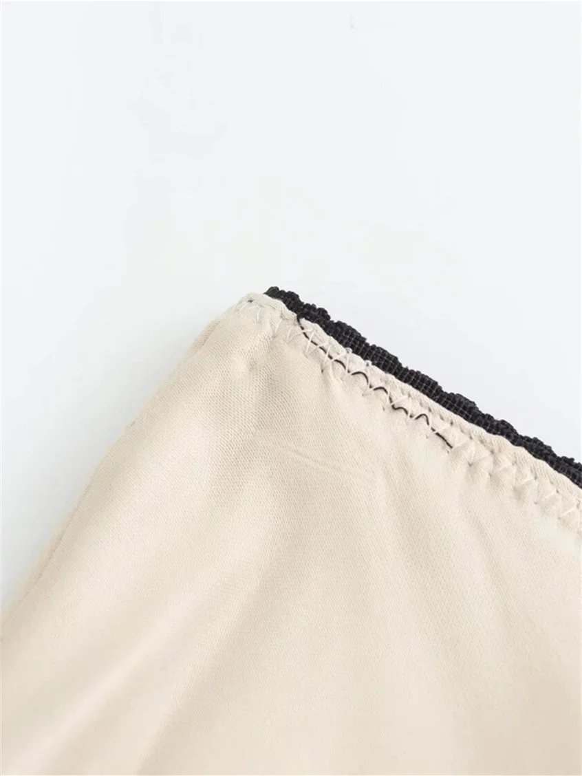 TRAF Women Fashion 2024 Spring New Satin Texture Bow Decoration Vintage Chic Female High Waist H Line Long Skirts Mujer