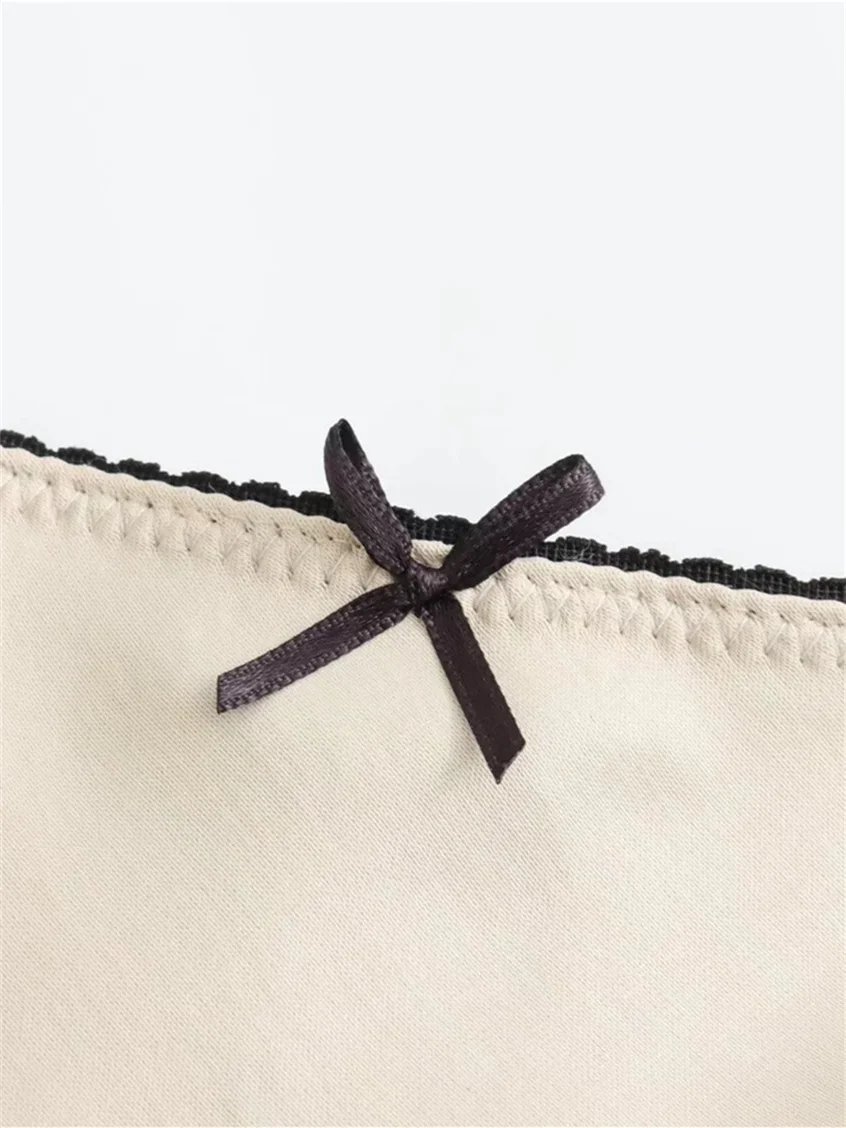 TRAF Women Fashion 2024 Spring New Satin Texture Bow Decoration Vintage Chic Female High Waist H Line Long Skirts Mujer