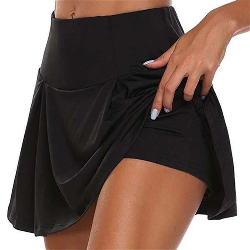 Women's Solid Lining Mini Fitness Skirts