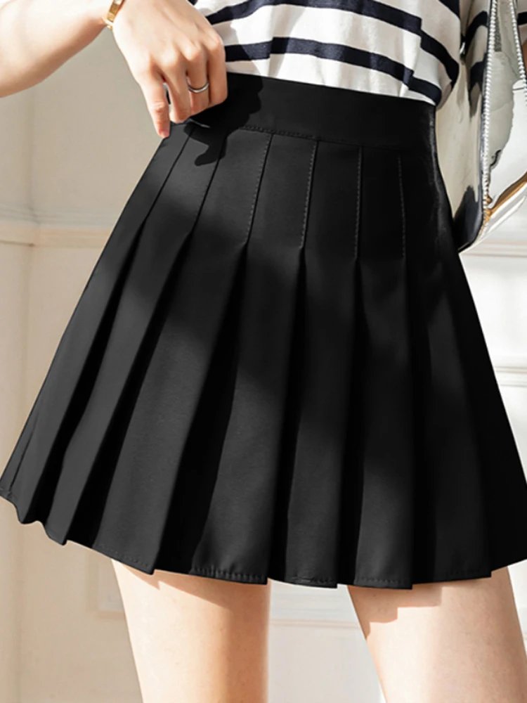 Women Pleated High Waist Zipper Mini Skirts