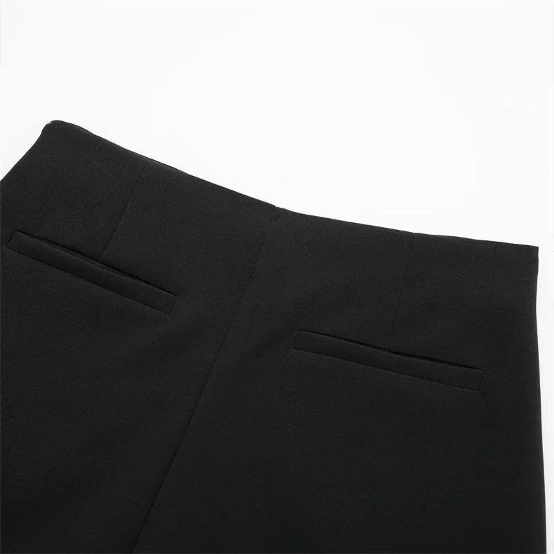 TRAF 2024 Asymmetric Skort For Women Black High Waist Mini Skirt Shorts Women Casual Bermuda Shorts Woman Summer Skirt Shorts
